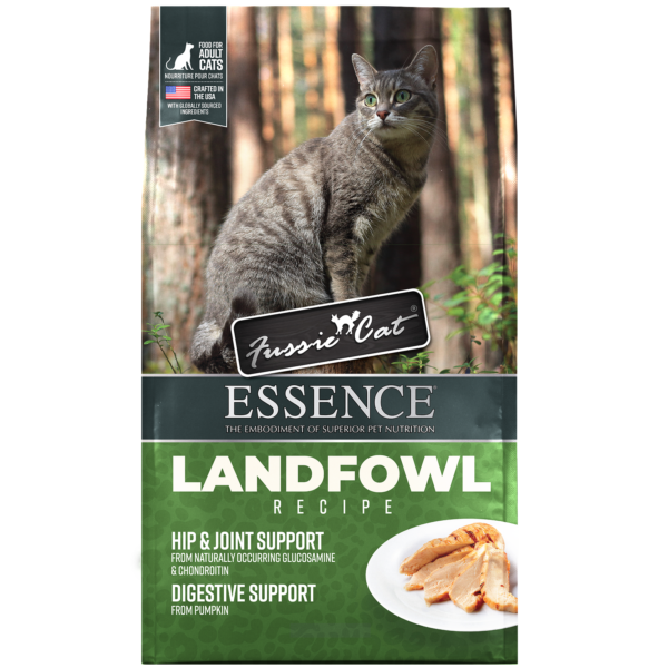 Fussie cat essence landfowl packaging
